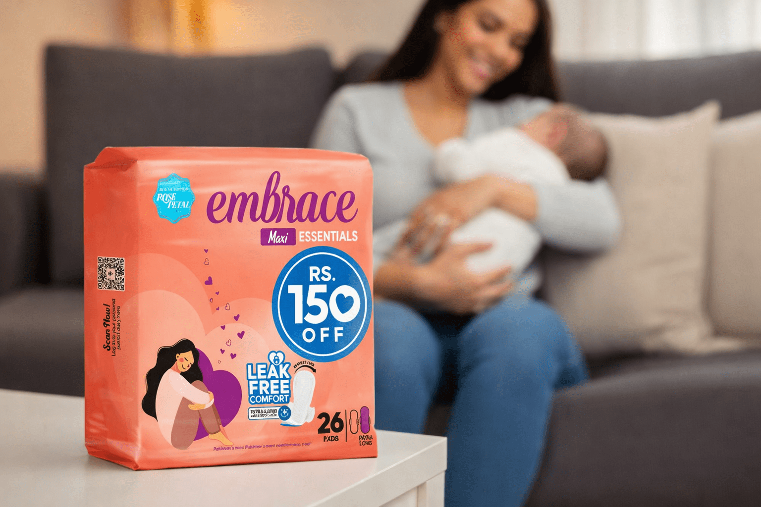 Embrace maternity pad with mother and baby